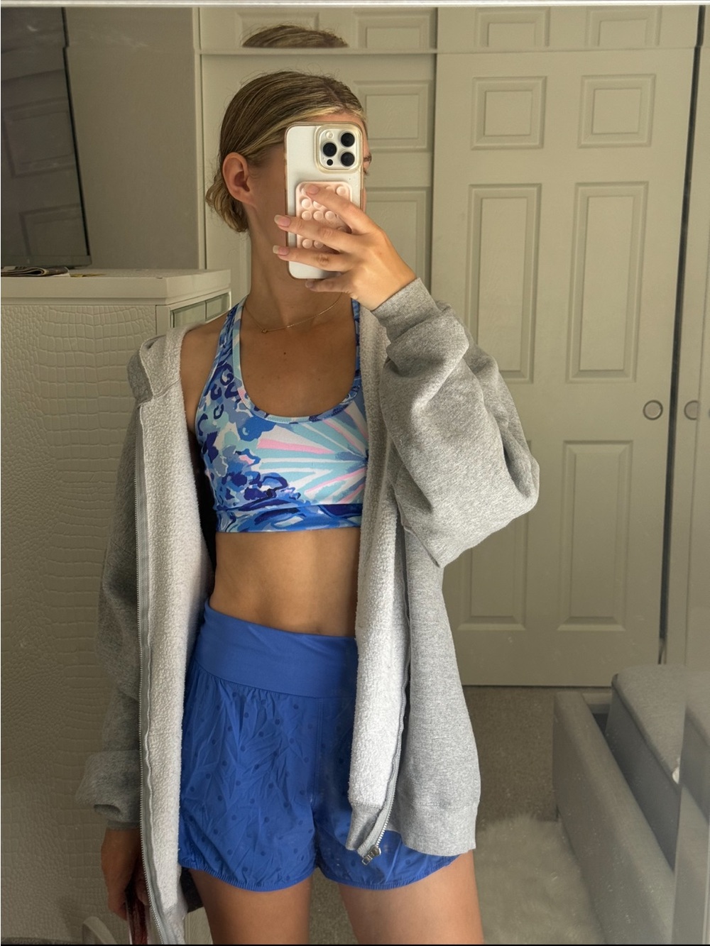 Lilly Pulitzer Luxletic Blue Floral Racerback Sports Bra XS